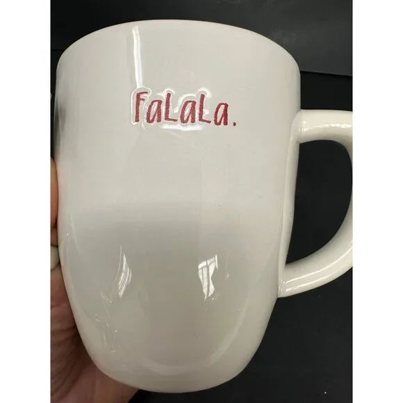 RAE DUNN FALALA White Coffee Mug Stem Font Red Interior 20 oz Christmas Magenta - Picture 7 of 8